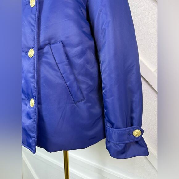 NWT J. Crew Peacoat Puffer Jacket In Lightweight Shiny Nylon Blue Size Small - Picture 4 of 12